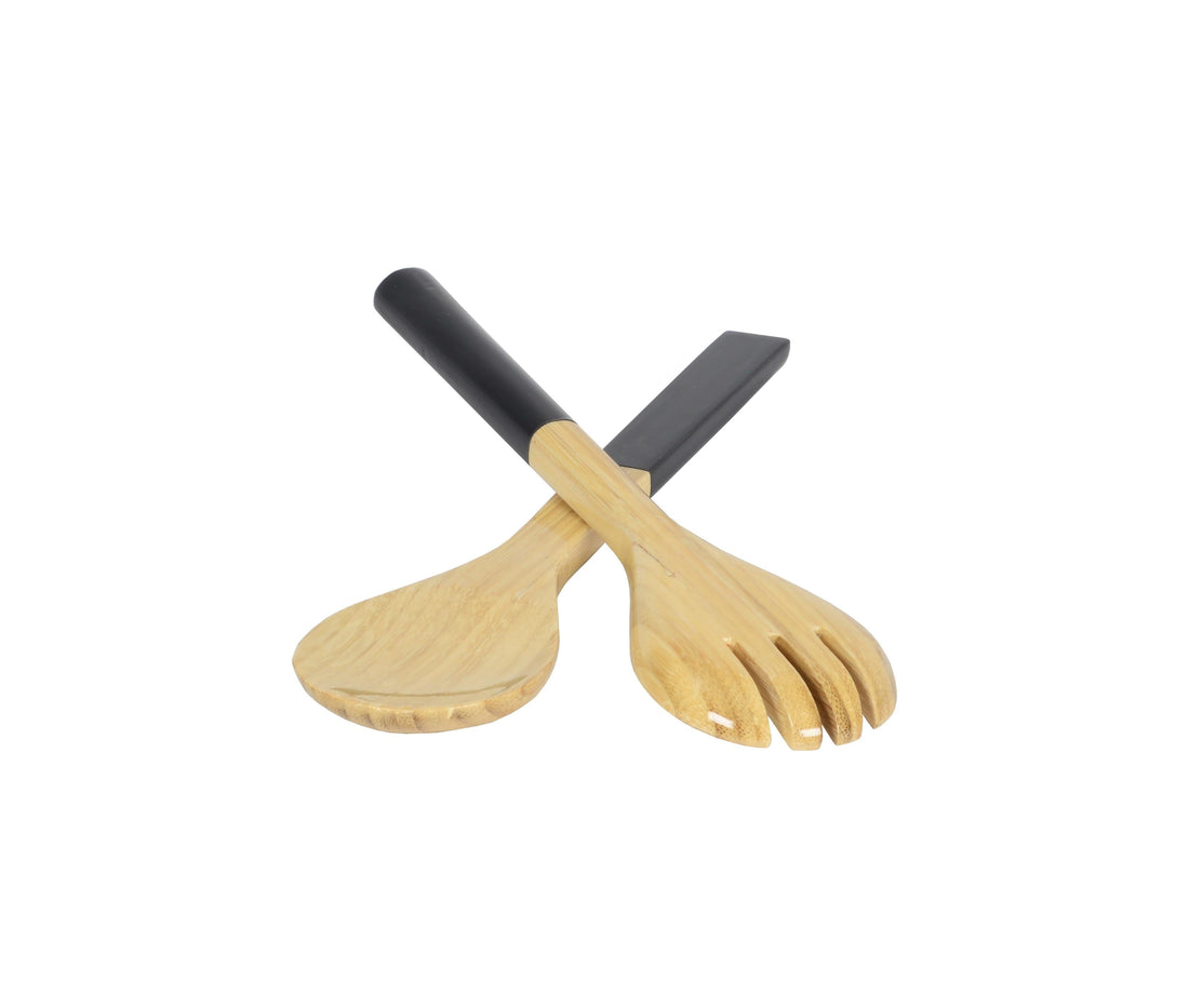 Small Bamboo Salad Server Set - Black