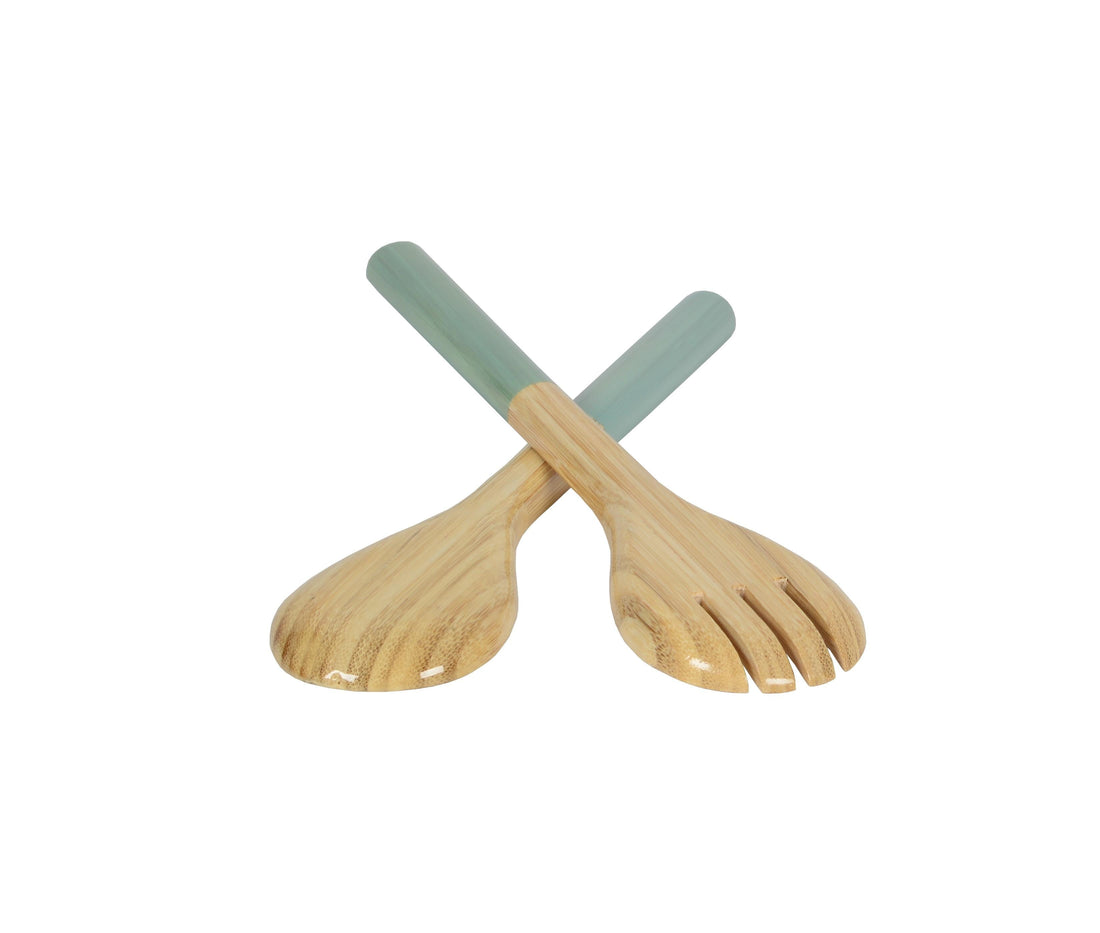 Small Bamboo Salad Server Set - Ice Blue