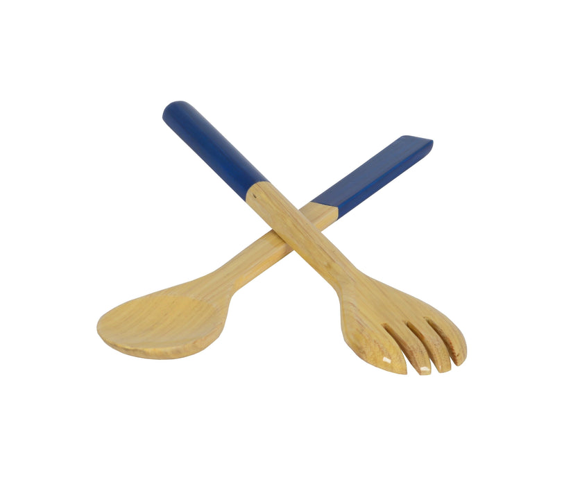 Large Bamboo Salad Servers - Blue