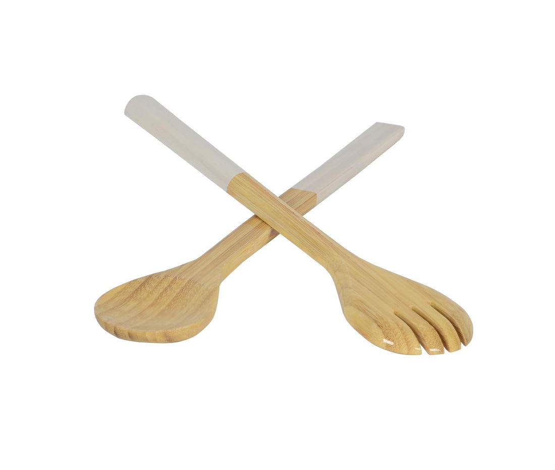 Large Bamboo Salad Server - White