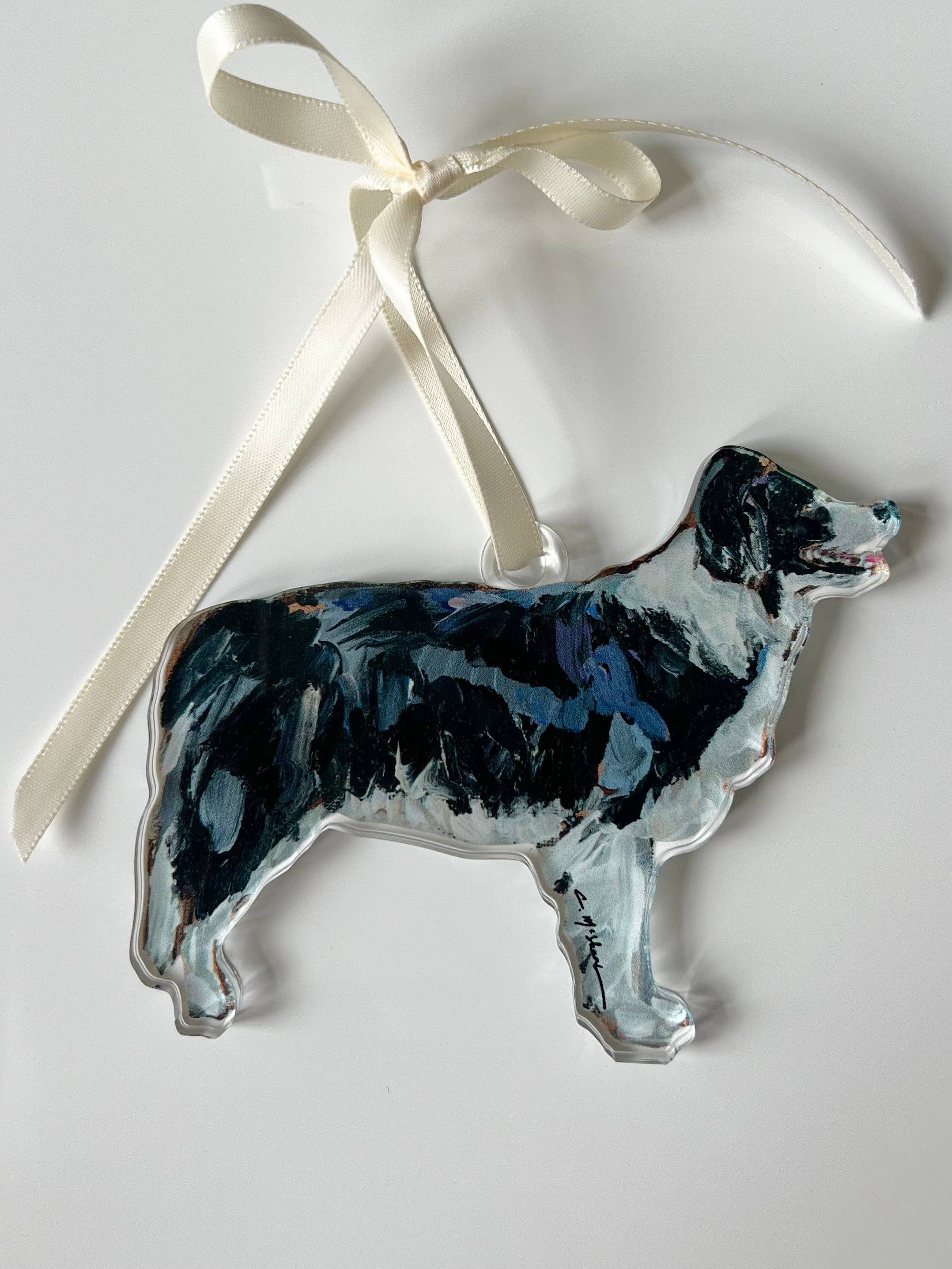 Acrylic Border Collie Ornament