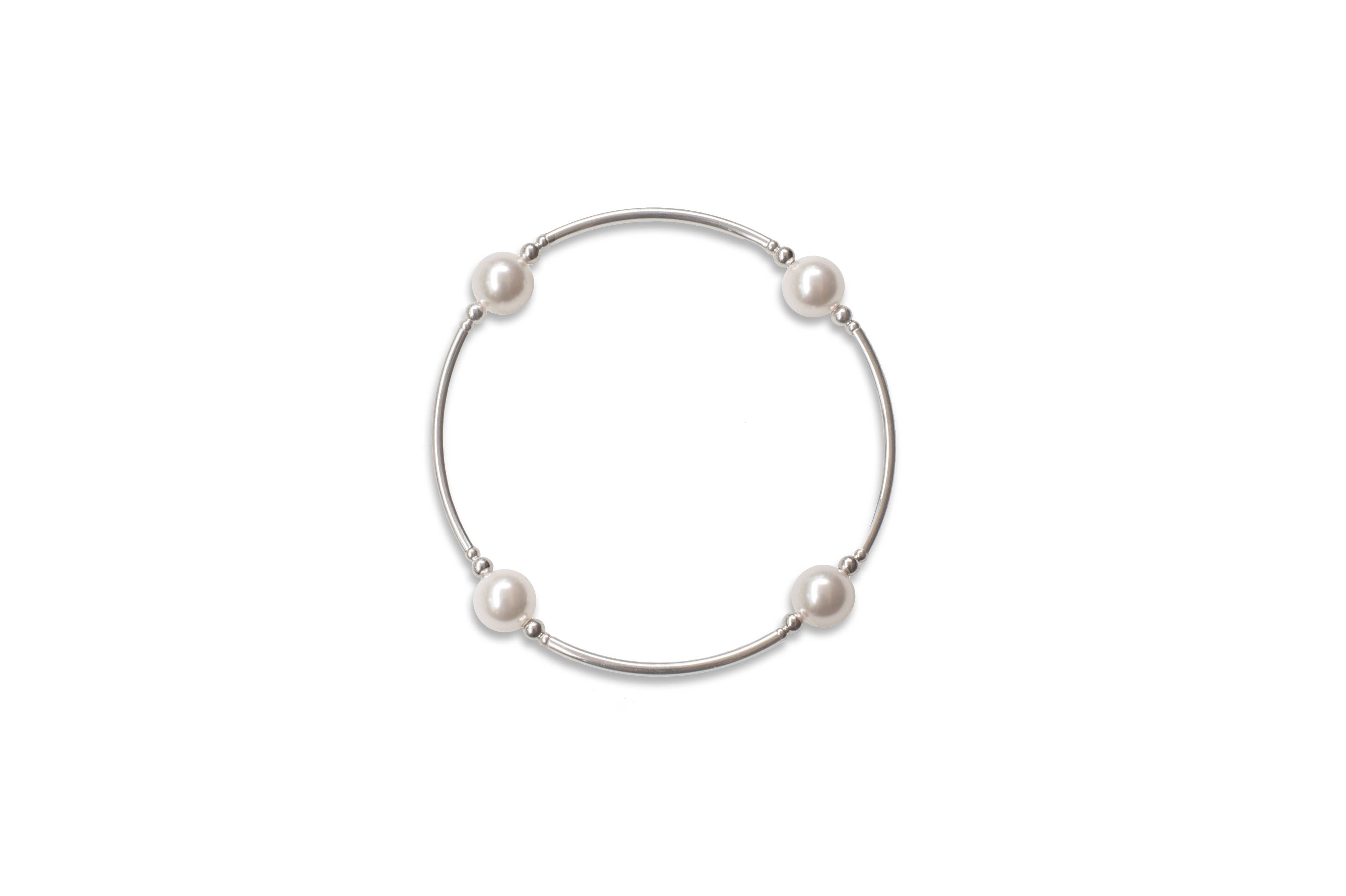 White Pearl Blessing Bracelet: 8 mm