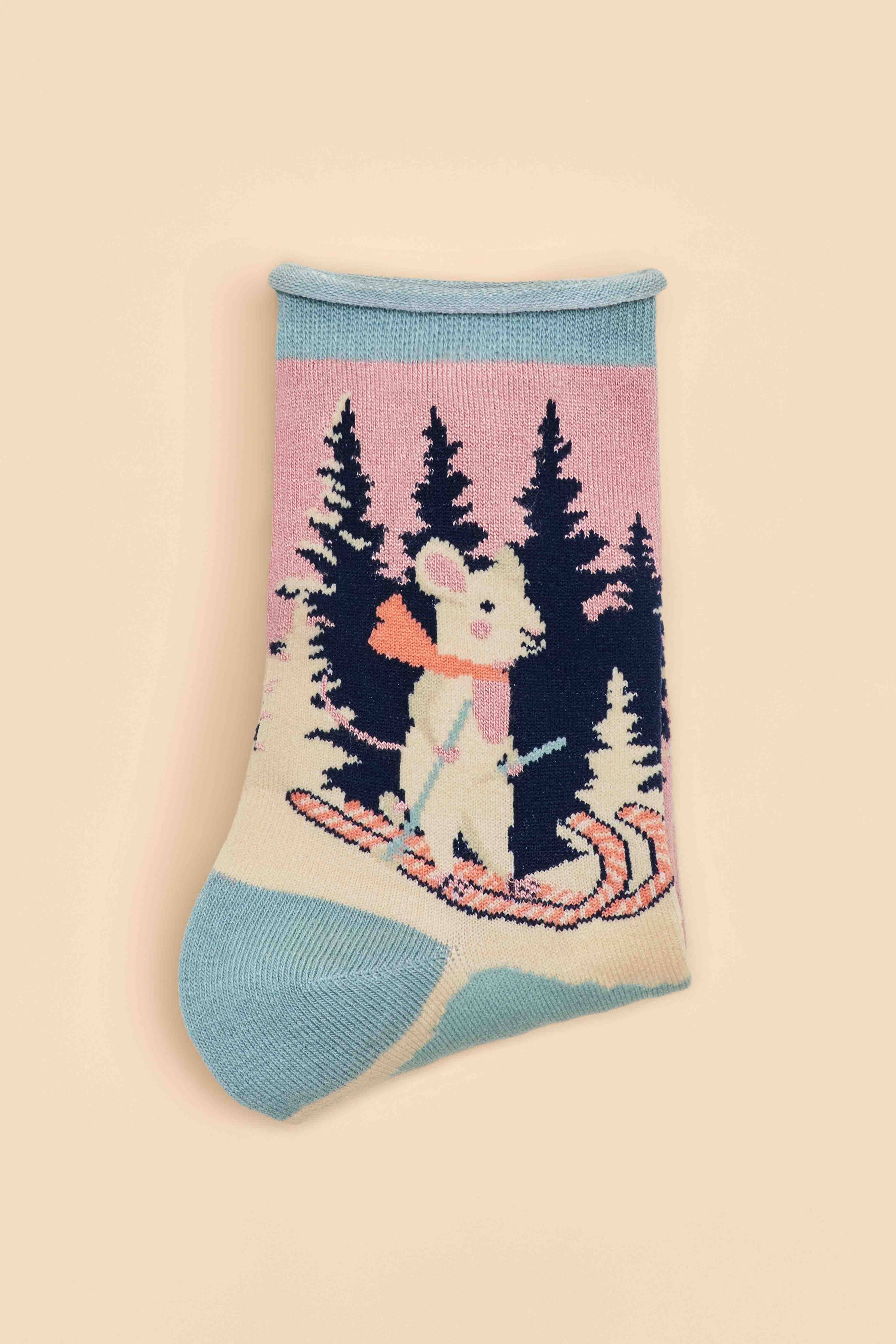 Mouse on Skis Ankle Socks