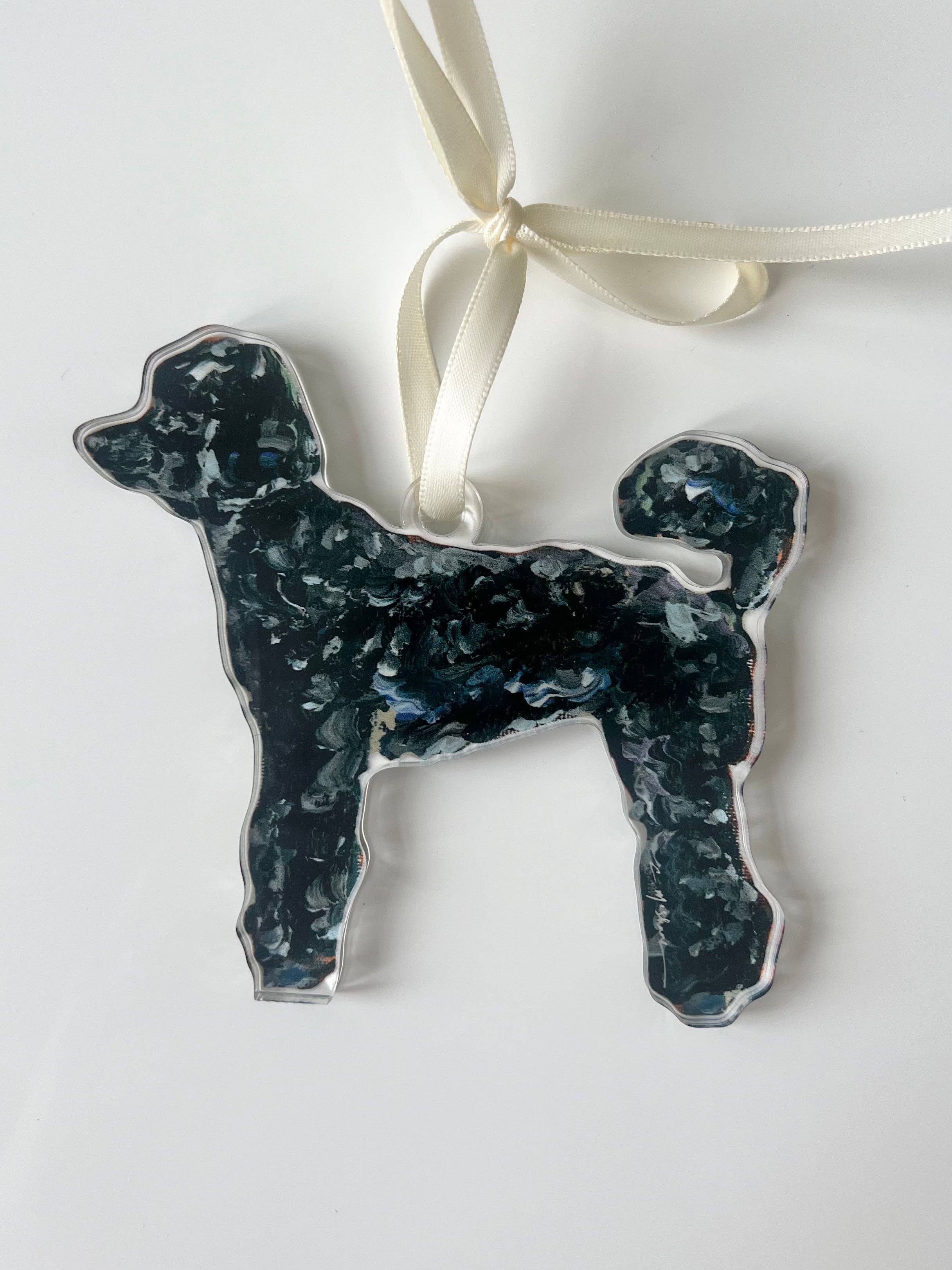 Acrylic Black Poodle Ornament