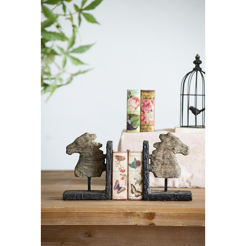 Weathered Horse Bookends - 11.6x4x7.6"