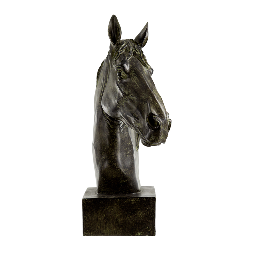 Horse Head Sculpture On Base - 13x6x16"