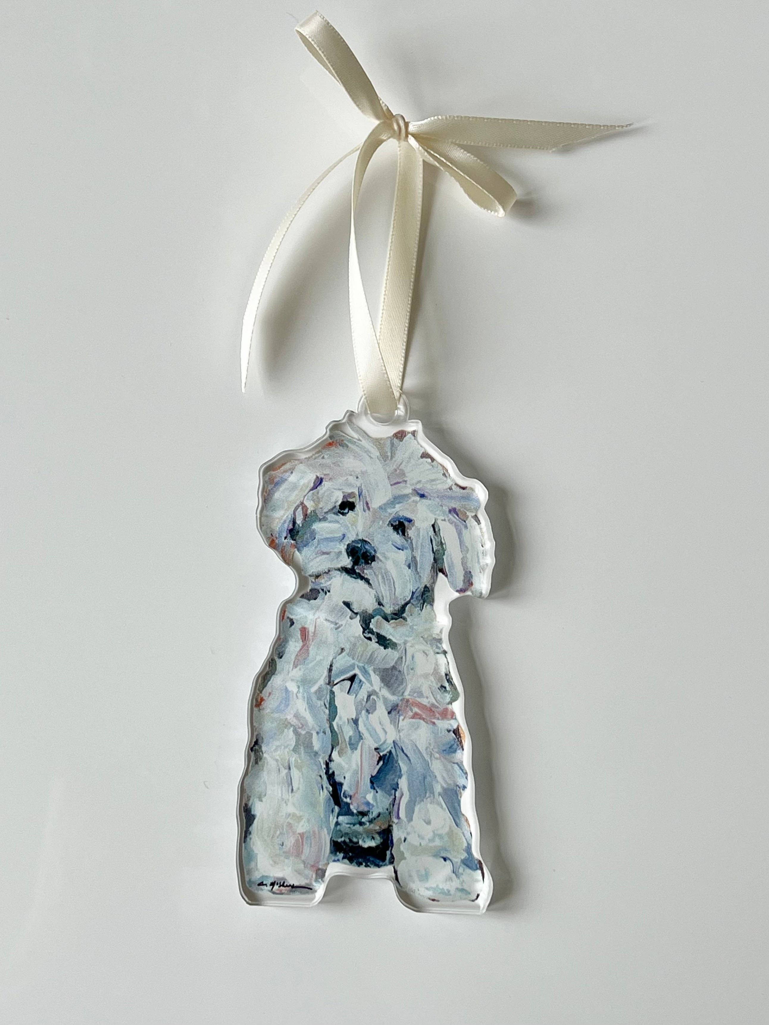 Maltipoo White Acrylic Ornament