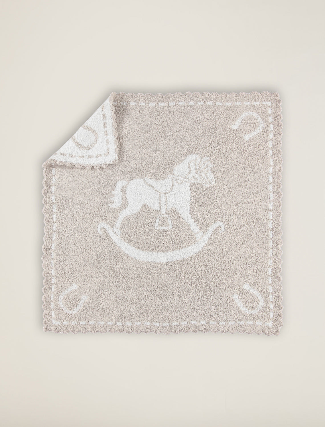 CozyChic Scalloped Receiving Blanket with Horse