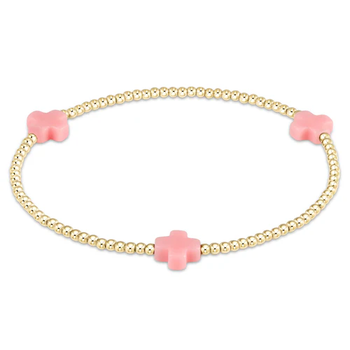 enewton -  Gold 2mm Bead Bracelet with Pink Signature Cross