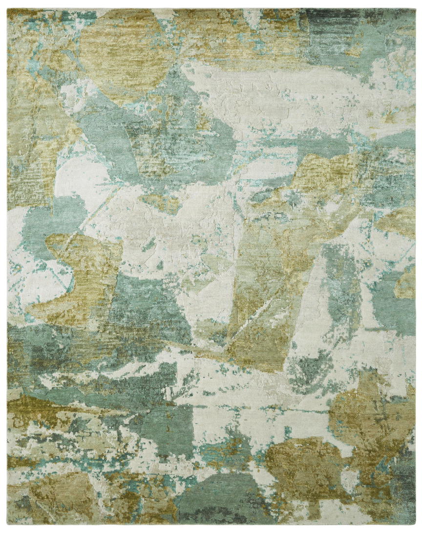 Green Tones/Ivory Abstract Rug (2'X3') CALL FOR PRICING