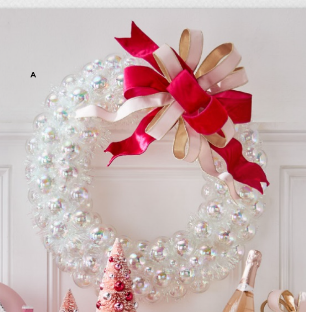 IRIDESCENT BALL ORNAMENT WREATH-24" dia