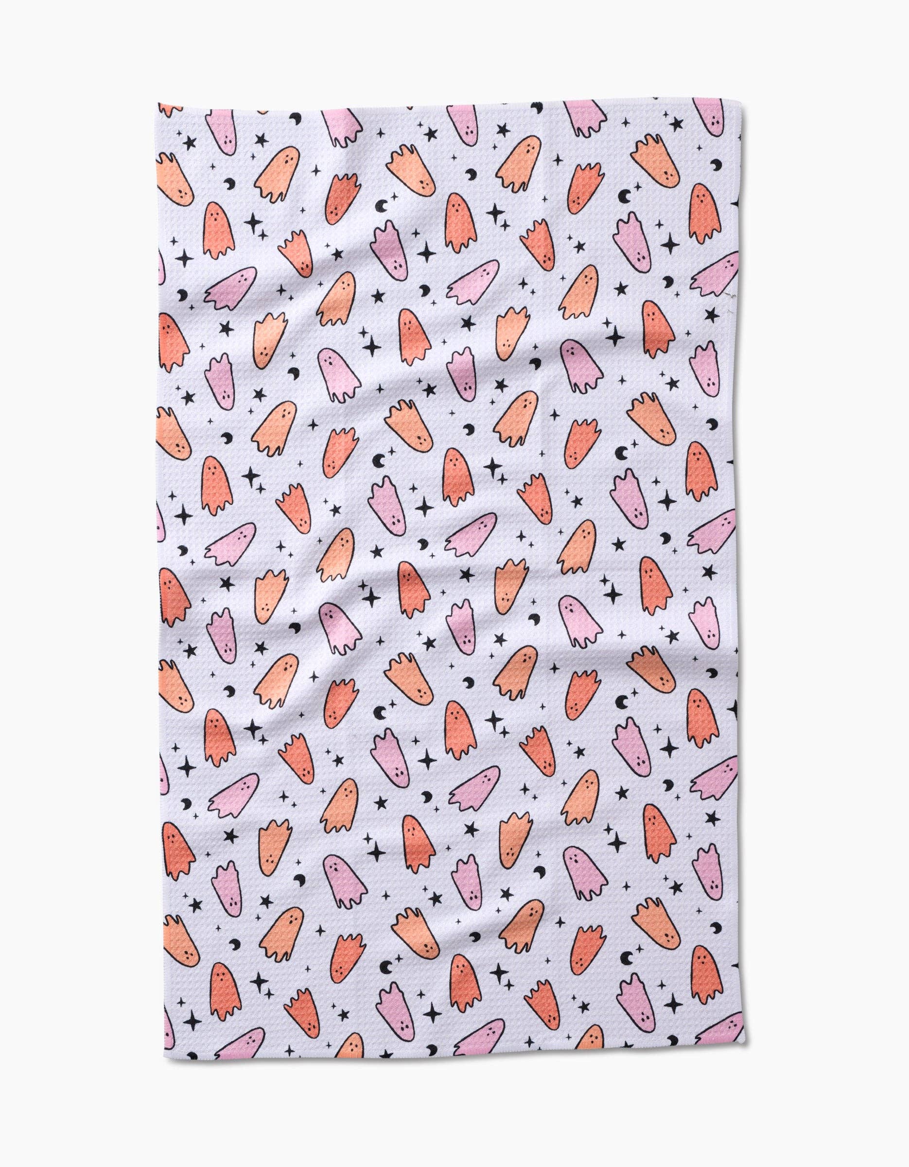 Space Ghosts Pink Orange Tea Towel