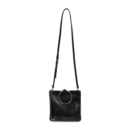 BLACK AMELIA RING TOTE BAG SILVER HANDLE