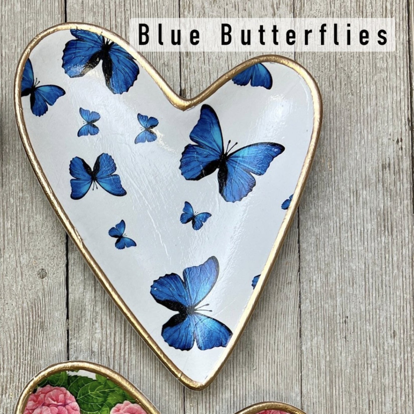 Blue Butterfly Heart Dish