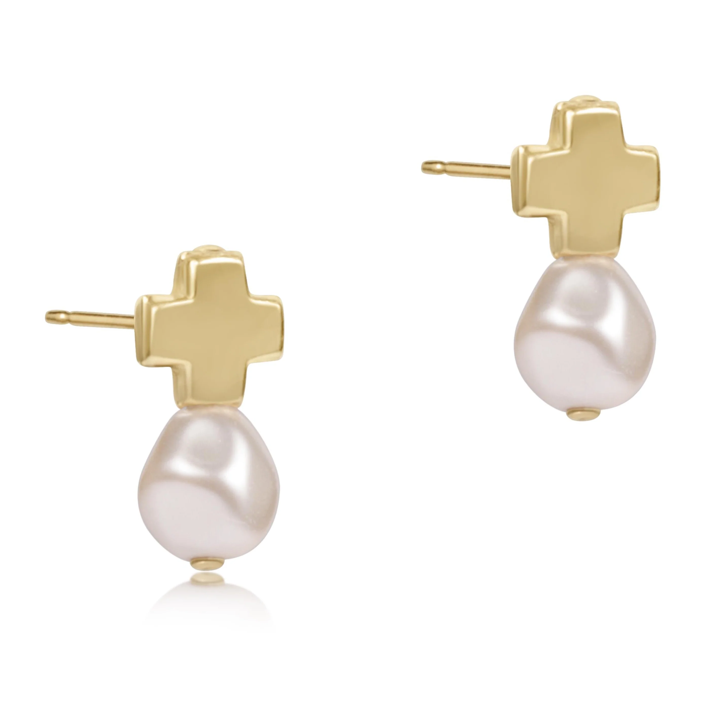 enewton - Signature Gold Cross with Pearl stud earring