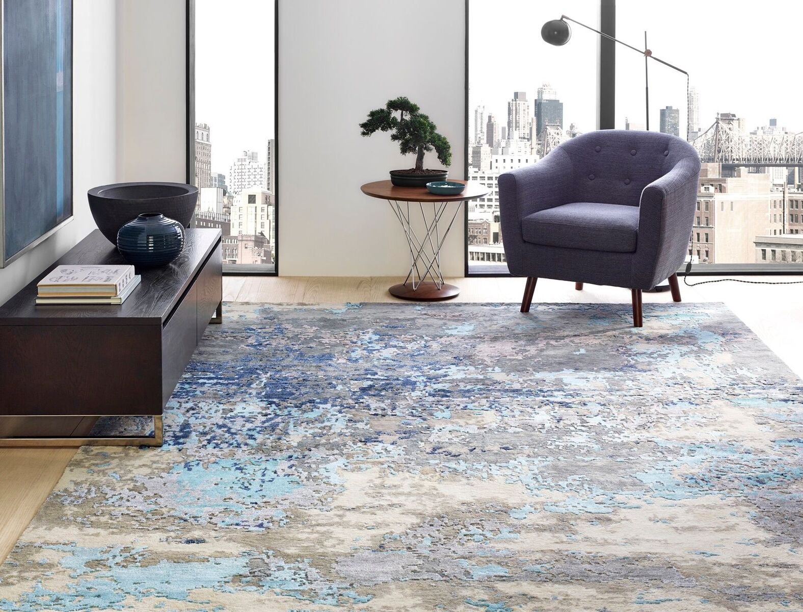 Quin Abstract Blue/Grey Area Rug (8'x10') CALL FOR PRICING