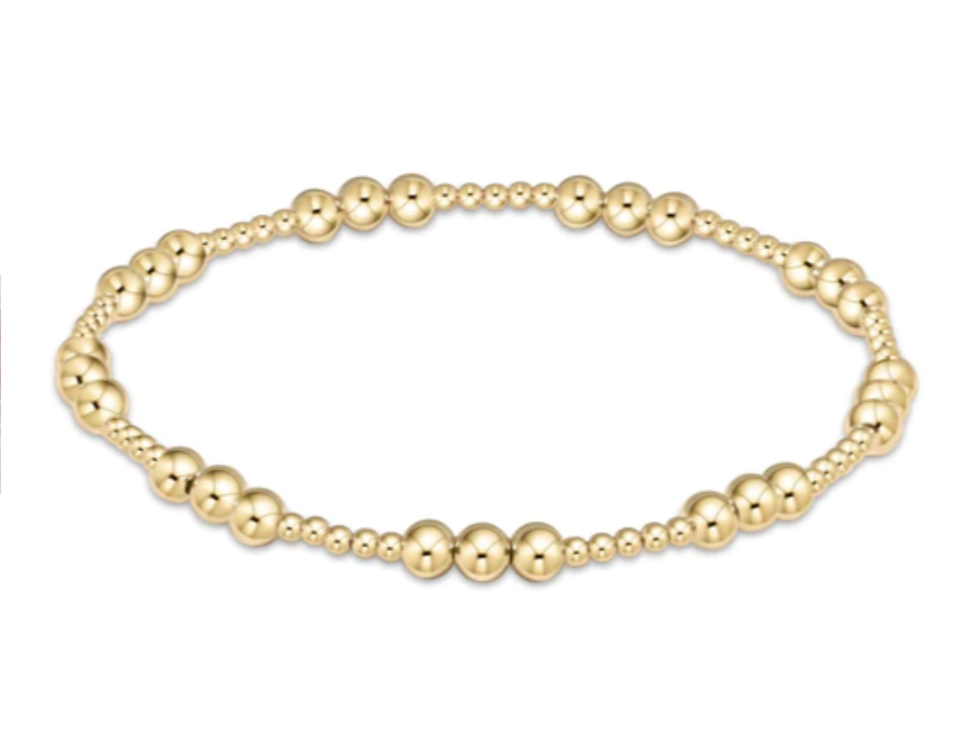 Classic Joy Pattern 4mm Bead Bracelet- Gold