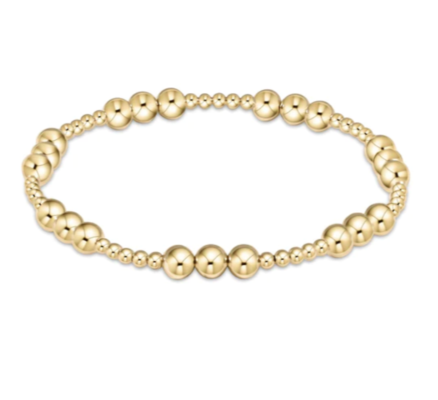 Classic Joy Pattern 5mm Bead Bracelet- Gold